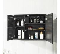 SoBuy Armoire de toilette avec porte à lamelles, armoire suspendue avec porte à miroir, armoire suspendue, armoire de salle de bain, miroir, miroir mural, miroir de salle de bain, meuble de salle de b