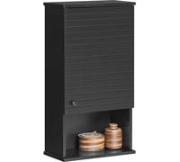 SoBuy Armoire haute murale pour WC avec porte pour salle de bains Armoire à pharmacie avec étagères, 40x21x67 cm, noir