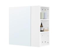 SoBuy Armoire Murale avec Miroir BZR184-W avec 1 Porte et 3 Compartiments latérals, Étagères Réglables 57x30x61cm, Blanc