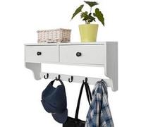 SoBuy Armoire Murale Blanche en MDF avec 2 Tiroirs, 5 Crochets et Portes Blanc