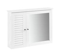 SoBuy Armoire Murale de Salle de Bain Meuble Salle de Bain Suspendu Blanc, 60 x 15 x 49 cm, Etagere Murale Design 2 en 1 avec Miroir et Étagères Réglables, Solution Idéale pour Petits Espaces BZR55-W