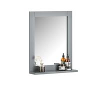 SoBuy Armoire Murale Salle de Bain avec Miroir Meuble Haut Suspendu Étagère Murale de Rangement Compacte Idéal pour Salle de Bain, WC, Buanderie Gris Clair 40x49x10cm FRG129-SG