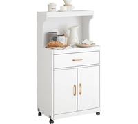 SoBuy Armoire pour micro-ondes Armoire de cuisine | Micro-ondes | Espace de rangement | Tiroir | Blanc