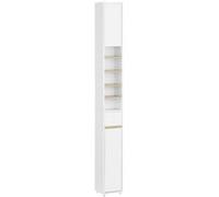 SoBuy Armoire pour Salle de Bain, 2 Portes 1 Tiroir 5 Compartiments, Étagères Réglables, Blanche