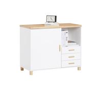 SoBuy ASK07-WN Caisson de Bureau, Support Imprimante, Organiseur Bureau, Meuble de Rangement Bureau avec Tiroirs, - 90x45x75 cm