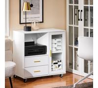 SoBuy ASK09-W Buffet sur roulettes Chariot de cuisine Armoire à micro-ondes Armoire de cuisine Chariot de rangement Blanc LHT env. 75x76x40cm
