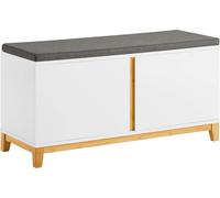 SoBuy Banc à chaussures, armoire à chaussures, banc de rangement entrée, armoire de rangement avec assise rembourrée et 2 portes, pour le couloir, l'entrée