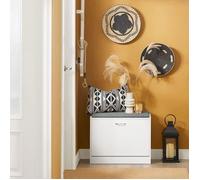 SoBuy Banc à Chaussures avec Abattant, Coussin Confortable et Coffre Rangement, Compact pour Entrée, Couloir, Dressing, 60x24x47cm