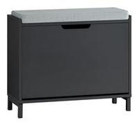 SoBuy Banc à Chaussures avec Assise et Abattant, Capacité 113 kg, Noir