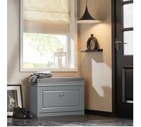 SoBuy Banc à Chaussures avec Coussin et Abattant, Meuble de Rangement pour Entrée, 75x24x51 cm, Gris, FSR82-L-HG