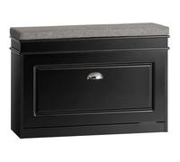 SoBuy Banc à Chaussures, Meuble à Chaussures avec Assise Coussin Rembourré et 1 Abattant, Rangement à Chaussure, Banc de Rangement pour Salon, Entrée, Chambre, L75xP24xH51 cm, Noir, FSR82-L-SCH