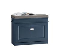SoBuy Meuble Chaussure d’Entrée - Banc à Chaussures avec Rangement à Abattant et Coussin - Banc de Rangement Chaussures pour Couloir ou Salon - 75x24x51 cm, Capacité 150kg, Bleu, FSR82-L-B