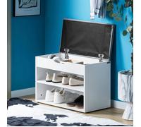 SoBuy Banc à Chaussures avec Rangement et Coussin Meuble Entrée à 2 Niveaux pour Chaussures, Banc de Rangement Gris 60x30x44cm