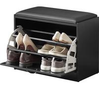 SoBuy Banc à chaussures Étagère à chaussures Armoire à chaussures Banc avec 1 abattant | noir | 60 x 30 x 47 cm