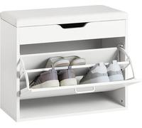 SoBuy Banc à chaussures Meuble à chaussures Meuble d'entrée 1 volet avec siège rabattable coussin rembourré - 60x30x50cm