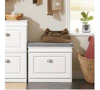 SoBuy Banc à Chaussures Meuble d’Entrée avec Rangement à Abattant et Coussin Rembourré Coffre Chaussures Compact 60x24x51 cm Blanc