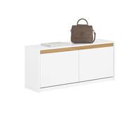 SoBuy Banc à Chaussures Meuble d'Entrée Banc Rangement Chaussures - 2 Abattants + Compartiment Supérieur + Capacité 240 kg - pour Entrée, Salon, Chambre - 104x30x47cm Blanc - FSR171-W