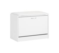 SoBuy Banc à Chaussures avec Coussin d'Assise, Meuble d'Entrée, Armoire à Chaussure, Coffre Rangement pour Chaussure avec 1 Abattant, pour Entrée, Salon, Couloir, Chambre, 60x30x45 cm, Blanc, FSR16-W