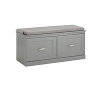 SoBuy Banc de rangement pour chaussures avec siège rembourré et portes, gris 90x34x46 cm