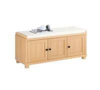 SoBuy Banc Chaussures avec 4 Compartiments 104x47x35cm pour entrée | Meuble d'entrée avec coussin confortable, MDF E1, charge 225kg, design scandinave naturel FSR188-N