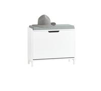 SoBuy Banc Chaussures avec abattant 60x24x52cm pour entrée | Meuble rangement avec coussin rembourré, séparation réglable 2 positions, MDF E1, charge 113kg, blanc FSR151-K-W