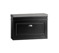 SoBuy Banc à chaussures FSR82-L-SCH - avec assise coussin rembourré, 1 abattant, 75x24x51 cm Noir