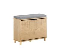SoBuy Banc Chaussures avec Coussin 60x24x50cm pour Entrée | Meuble à chaussures rangement caché à abattant, bois pour couloir et entrée FSR199-N