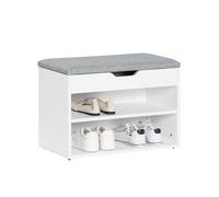 SoBuy Banc Chaussures avec Coussin 60x30x44cm pour entrée | Meuble de rangement à 2 étages avec compartiment sous assise, panneau de particules, charge 120kg, gris FSR25-HG