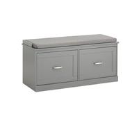 SoBuy Banc Chaussures Entrée Banc de Rangement avec Siège Rembourré et Portes Rangement Chaussures Gris 90x34x46cm