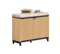 SoBuy Banc Chaussures Entrée, Meuble Chaussure Banc avec Assise Beige, Design Moderne Foncé, Rangement Chaussures pour 4 Paires, Étagère Fine 60x24x50 cm, pour Couloir Petit Espace, FSR201-N