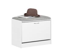 SoBuy Banc Chaussures Entrée Meuble Rangement Chaussures - Compact avec Abattant, Coussin Confortable et Coffre Intégré - pour Couloir ou Dressing, 60x30x46cm, Blanc+Gris, FSR16-HG