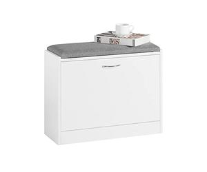 SoBuy Banc Chaussures Entrée Meuble Rangement Chaussures - Compact avec Abattant, Coussin Confortable et Coffre Intégré - pour Couloir ou Dressing, 60x24x47cm, 120kg, FSR16-K-W