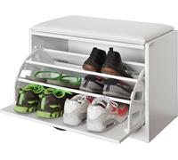 SoBuy Banc de chaussures Armoire à chaussures Banc de chaussures Étagère à chaussures Basculeur avec 1 abattant FSR16-W