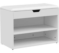 SoBuy Banc de chaussures Étagère à chaussures Armoire à chaussures Banc avec étagère - 2 compartiments - blanc