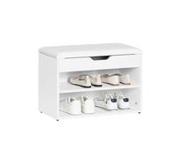 SoBuy Banc de Rangement à Chaussures FSR25-W 2 étages avec Coussin Commode à Chaussures Confortable Blanc 60x30x44 cm