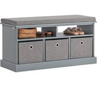 Sobuy Banc De Rangement Avec Coussin Rembourré, 2 Compartiments Et 3 Paniers Meuble Bas Entrée, Fsr67-Dg Multicolore