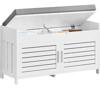 SoBuy Banc de rangement avec coussin rembourré Appareil de base Armoire à chaussures d'entrée de gamme Canapé confortable avec espace de rangement intégré et 2 portes 90x33x80cm