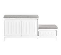 SoBuy Banc d'Entrée avec 2 Coussins, 2 Portes et Tiroir - Blanc - 100x35x42cm - FSR172-W