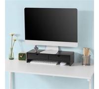 SoBuy Support Écran PC Rehausseur Ecran PC Bureau avec 2 Tiroirs et Rangement Support Moniteur Universel pour Ordinateur Portable ou Écran Noir 47x18x11cm BBF02-SCH