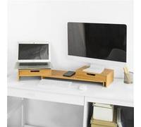 SoBuy BBF04-N Support de Moniteur Écran Ergonomique d'ordinateur Universal, Ordinateur Portable ou écran TV Réhausseur d'écran en Bambou avec Longueur et Angle Réglables