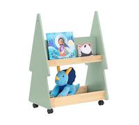 SoBuy Bibliothèque Enfant à roulettes Étagère à Livres Enfant Étagère pour Chambre d'enfant avec 3 étagères et 4 roulettes, Vert Naturel, 60 x 36 x 82 cm KMB99-GR