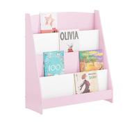 SoBuy Bibliothèque Enfant KMB32-P avec 4 Compartiments Ouverts Étagère de Rangement, 80 x 30 x 88 cm, Rosé et Blanc