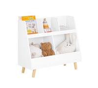 SoBuy Bibliothèque Enfant, Meuble Rangement Enfant avec 5 Compartiments Ouverts, Étagère Livre et Meuble Rangement Jouet pour Chambre, Bibliotheque Livre, Blanc, 86x36x78cm KMB19-W