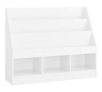 SoBuy Bibliothèque Enfant avec 3 Compartiments, Étagère Livres 3 Niveaux, Meuble Rangement Jouets Chambre, Blanc, 100x30x80 cm