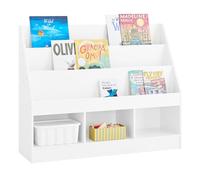 SoBuy Bibliothèque Enfant Meuble Rangement Jouet Enfant avec 3 Compartiments Petite Bibliotheque Livre 3 Niveaux Etagere Chambre Blanc 100x30x80cm KMB118-W