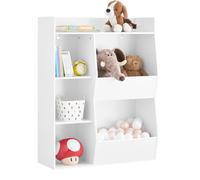 SoBuy Bibliothèque Enfant Rangement Jouet Enfant avec 5 Compartiments Meuble Rangement Jouet Étagère Bibliothèque Porte-revues Blanc 80x34x104cm KMB55-K-W