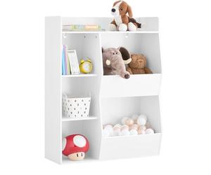 SoBuy Bibliothèque Enfant Rangement Jouet Enfant avec 5 Compartiments Meuble Rangement Jouet Étagère Bibliothèque Porte-revues Blanc 80x34x104cm KMB55-K-W