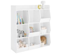 SoBuy Bibliothèque Enfant Rangement Jouet Enfant avec 9 Compartiments Meuble Rangement Jouet Étagère Bibliothèque Porte-revues Blanc 95x34x105 cm KMB120-W