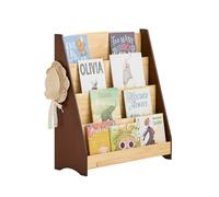 SoBuy Bibliothèque Enfant Rangement Jouet Enfant Bibliotheque Livre 4 Niveaux avec 2 Crochets Étagère à Livres Meuble de Rangement Chambre d'Eanfant Bureau Salon Naturel 91x30x89 cm KMB32-N