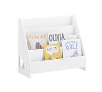 SoBuy Bibliothèque Enfant Rangement Jouet Enfant Bibliotheque Livre 4 Niveaux et 1 Compartiment Ouvert Étagère à Livres Meuble de Rangement Chambre d'Eanfant Bureau Salon Blanc 70x30x60 cm KMB32-K-W